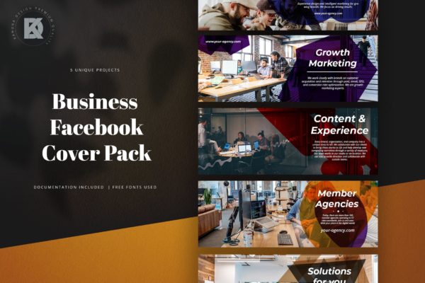 Facebook主页业务推广封面设计模板素材库精选素材 Business Facebook Cover Pack