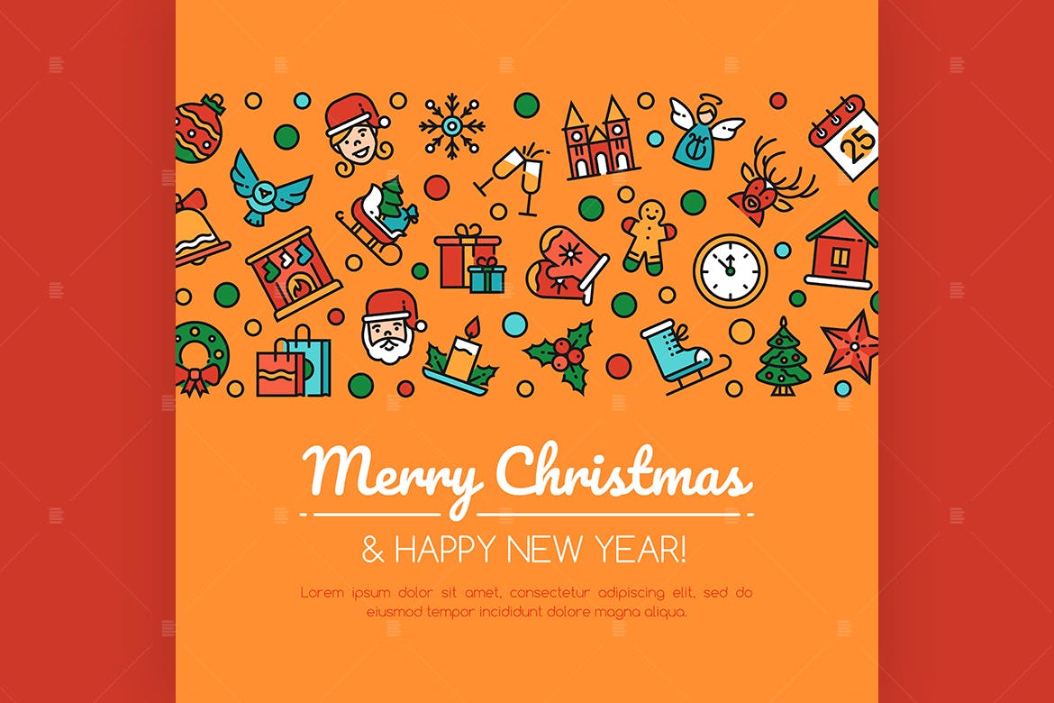 圣诞&新年庆祝主题Banner横幅设计模板 Merry christmas and happy new year banner插图(1)