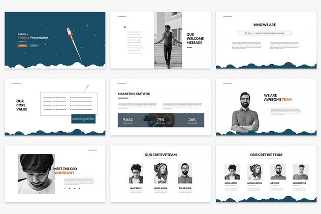 极简主义设计风格创业团队介绍PPT模板素材 Lekro Powerpoint Presentation插图(1)