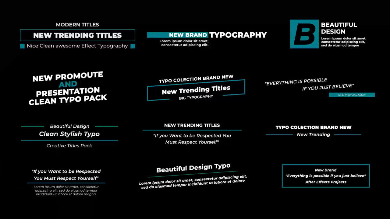 整洁的12个全屏标题动画素材库精选AE模板