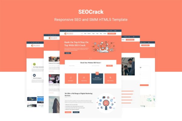 SEO&amp;SMM服务提供商网站设计HTML5模板素材库精选 SEOCrack | SEO and SMM HTML5 Template