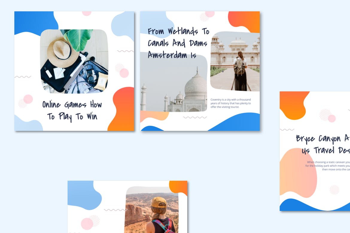 创意液体图形社交媒体新媒体设计模板素材库精选素材 Instagram Post Templates – Travel Liquid Design插图(2)