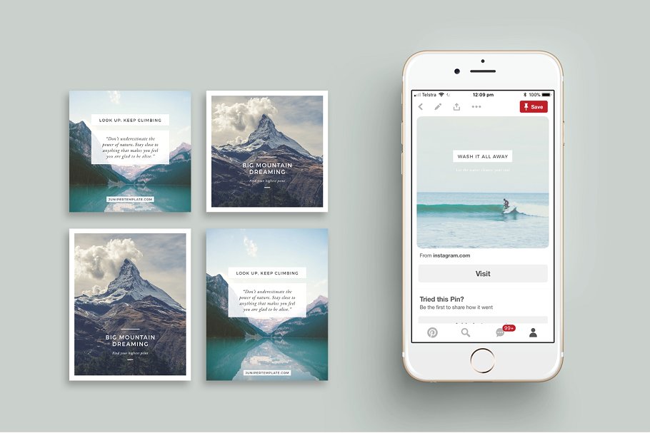 社交媒体平台Pinterest多用途贴图模板素材库精选 J U N I P E R Pinterest Pack插图(1)