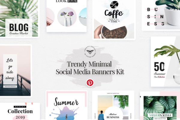Pinterest社交媒体网站贴图&amp;广告设计模板素材库精选 Pinterest Social Media Template