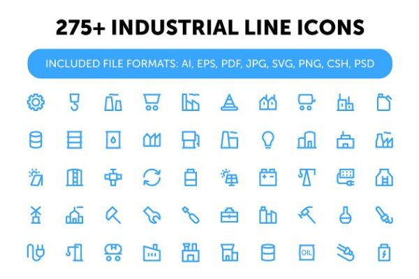 275+工业生产线型图标集合 275+ Industrial Line Icons