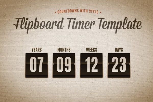 翻页倒计时页面PSD模板素材库精选 Flipboard Countdown Timer Template