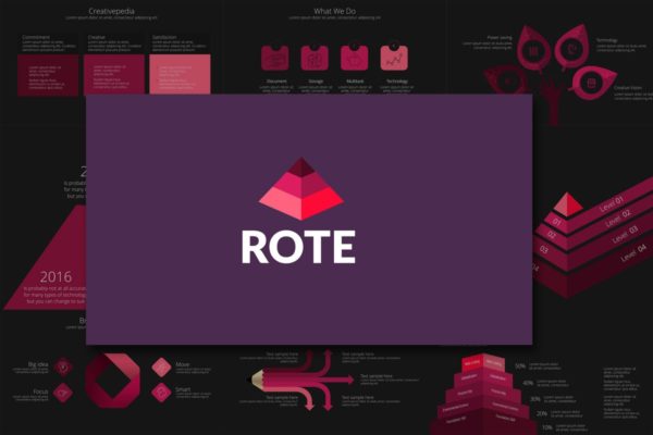 金字塔结构图PPT模板下载 ROTE Powerpoint Template