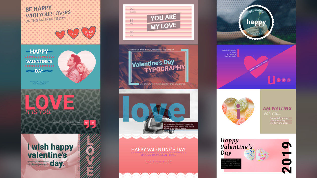 12个浪漫温馨字幕标题排版动画素材库精选AE模板