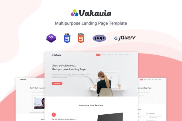 应用程序开发/代理/业务拓展多用途HTML网站模板素材库精选 Vakavia – Multipurpose Landing Page Template