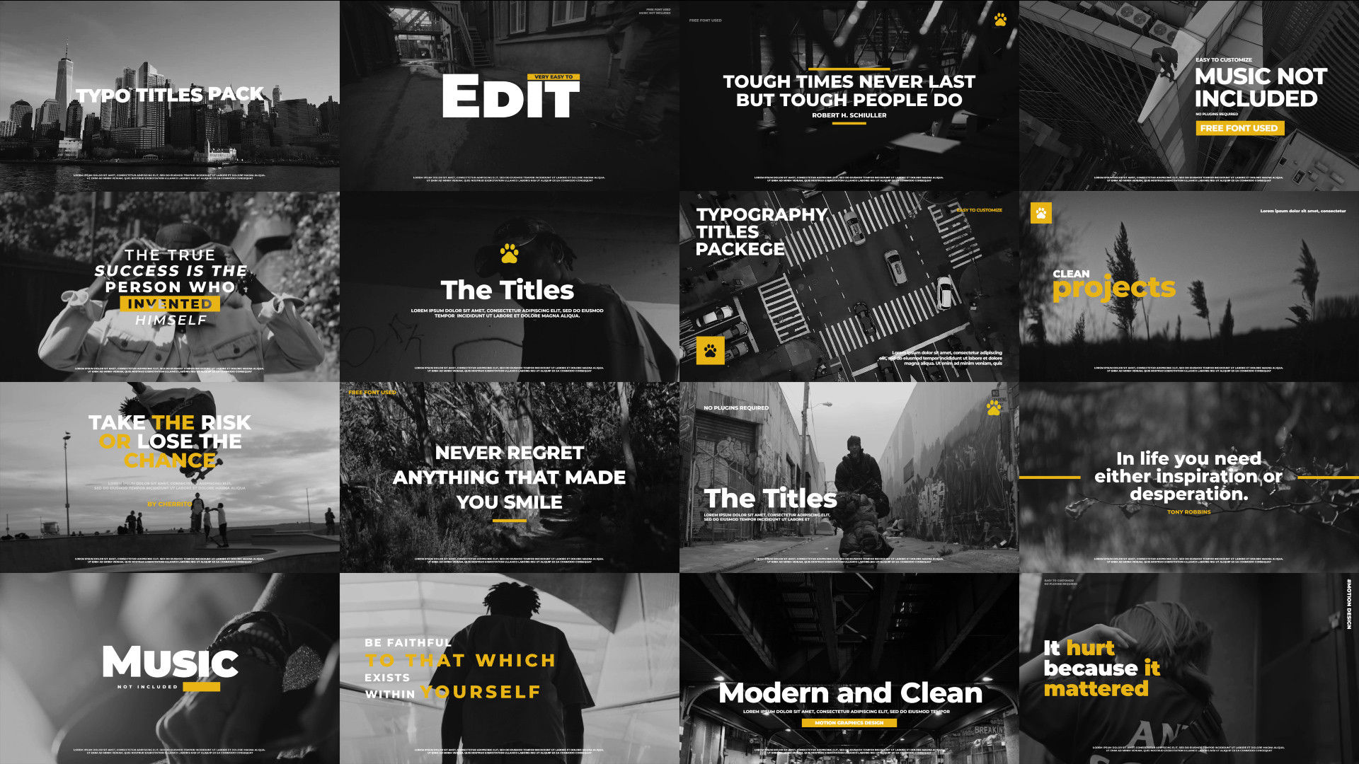 现代干净时尚动画排版标题素材库推荐PR模板