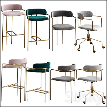 高脚酒吧椅万向轮椅子素材之家精选3D模型