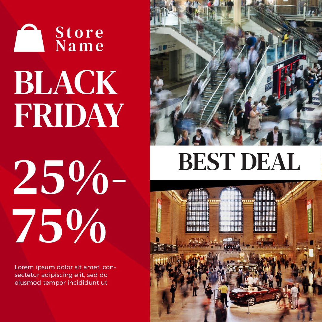 黒五折扣活动社交广告设计模板素材库精选 Black Friday Social Media Posts插图(2)