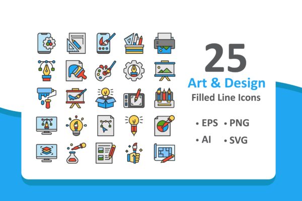 艺术设计主题线条填充素材库精选图标素材 Art and Design Icons – Filled Line