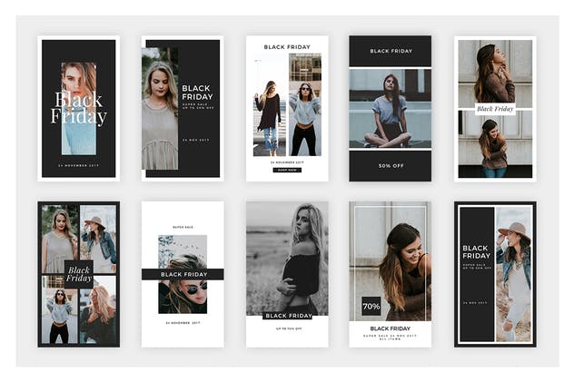 黑色星期五Instagram故事广告促销设计模板 45 Black Friday Instagram Stories插图(4)