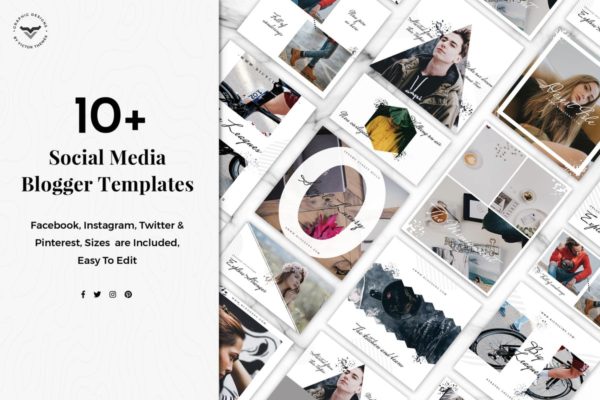 10+社交媒体博客贴图模板素材库精选 Social Media Blogger Templates