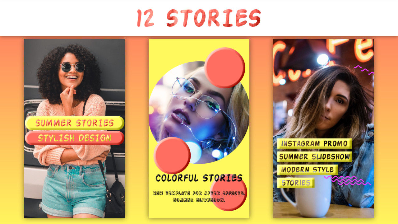 设计时尚且优雅的色彩缤纷的夏季故事素材库精选AE模板