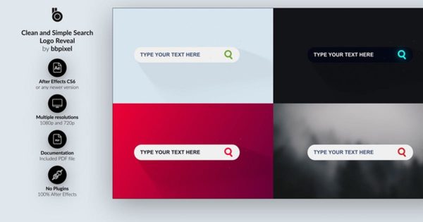 极简设计风格搜索引擎品牌Logo演示素材库精选AE模板 Clean and Simple Search Logo Reveal