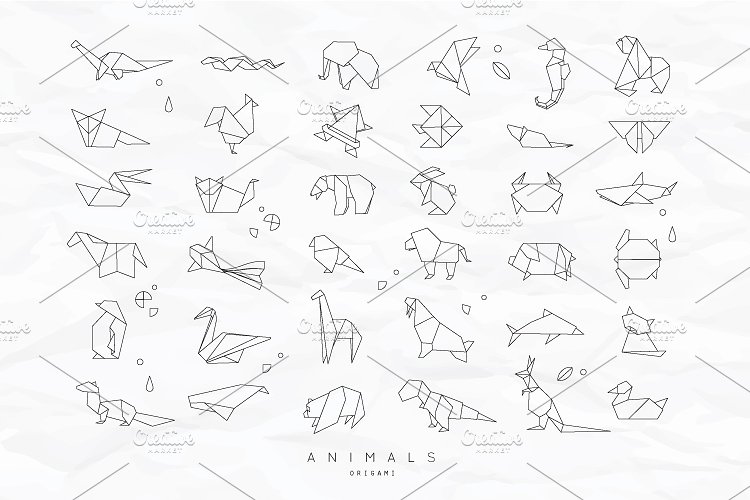 小动物折纸矢量图标 Animals Origami插图(2)