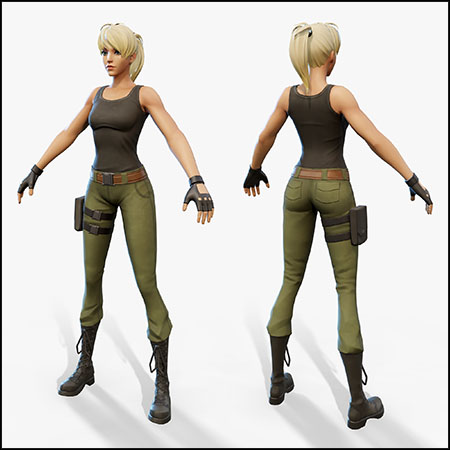 卡通陆军运动女孩素材之家精选3D模型