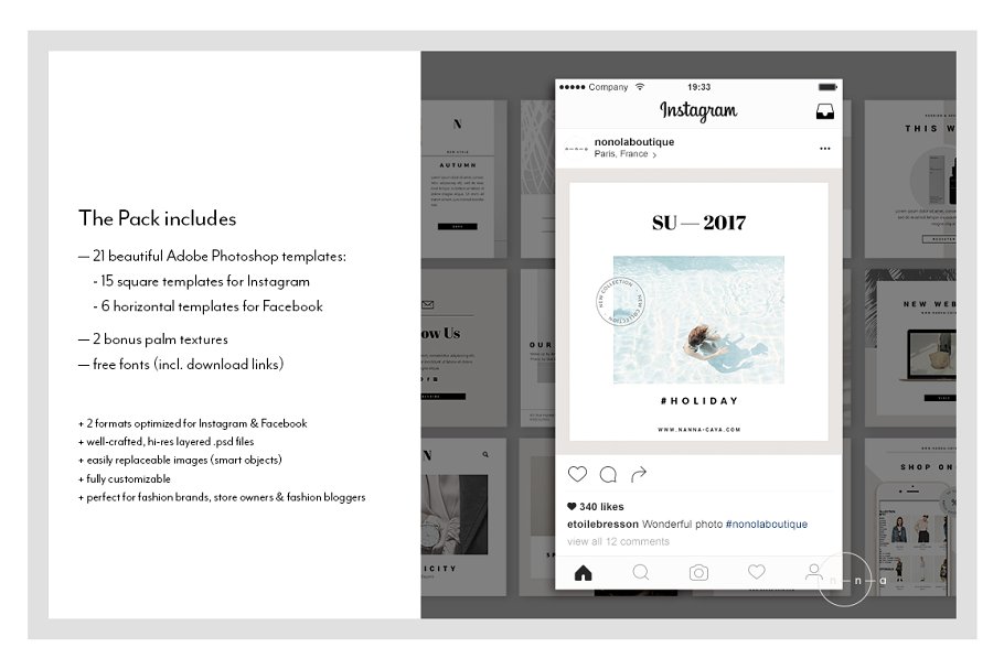 时尚服饰社交媒体贴图模板素材库精选 Fashion Social Media Pack • Nanna插图(1)