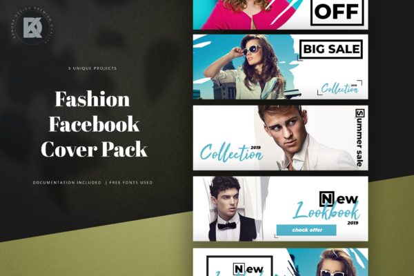 时装品牌Facebook社交推广封面设计模板素材库精选 Fashion Facebook Cover Kit