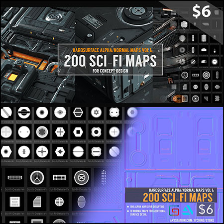 190款科幻硬面风格Alpha法线贴图预设