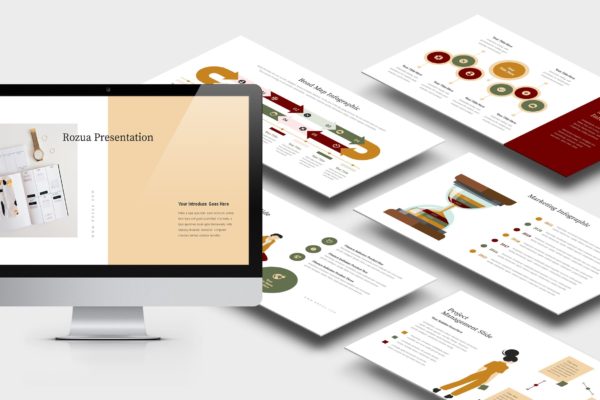 市场分析/市场调研报告PPT模板下载 Rozua : Vector Infographic Business Powerpoint