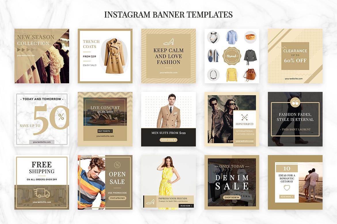 时尚服装商城社交推广设计模板素材库精选素材 Social Media Kit插图(2)