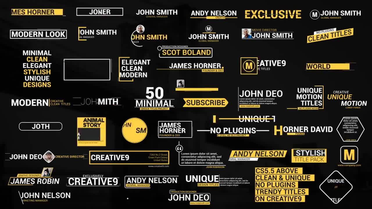 流畅动画下三分之一企业标题素材库精选AE模板