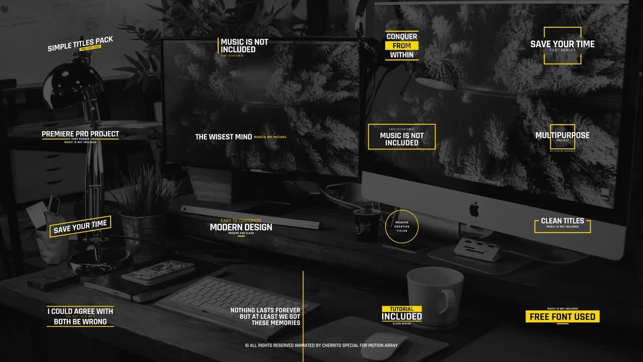 16个简单整洁的全屏动画标题素材库推荐Pr模板