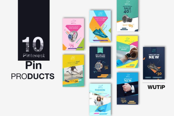 10款Pinterest图片社交Banner素材库精选广告模板 10 Pinterest Pin Banner-Products