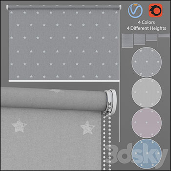 星星图案的遮阳卷帘窗帘素材之家精选3D模型
