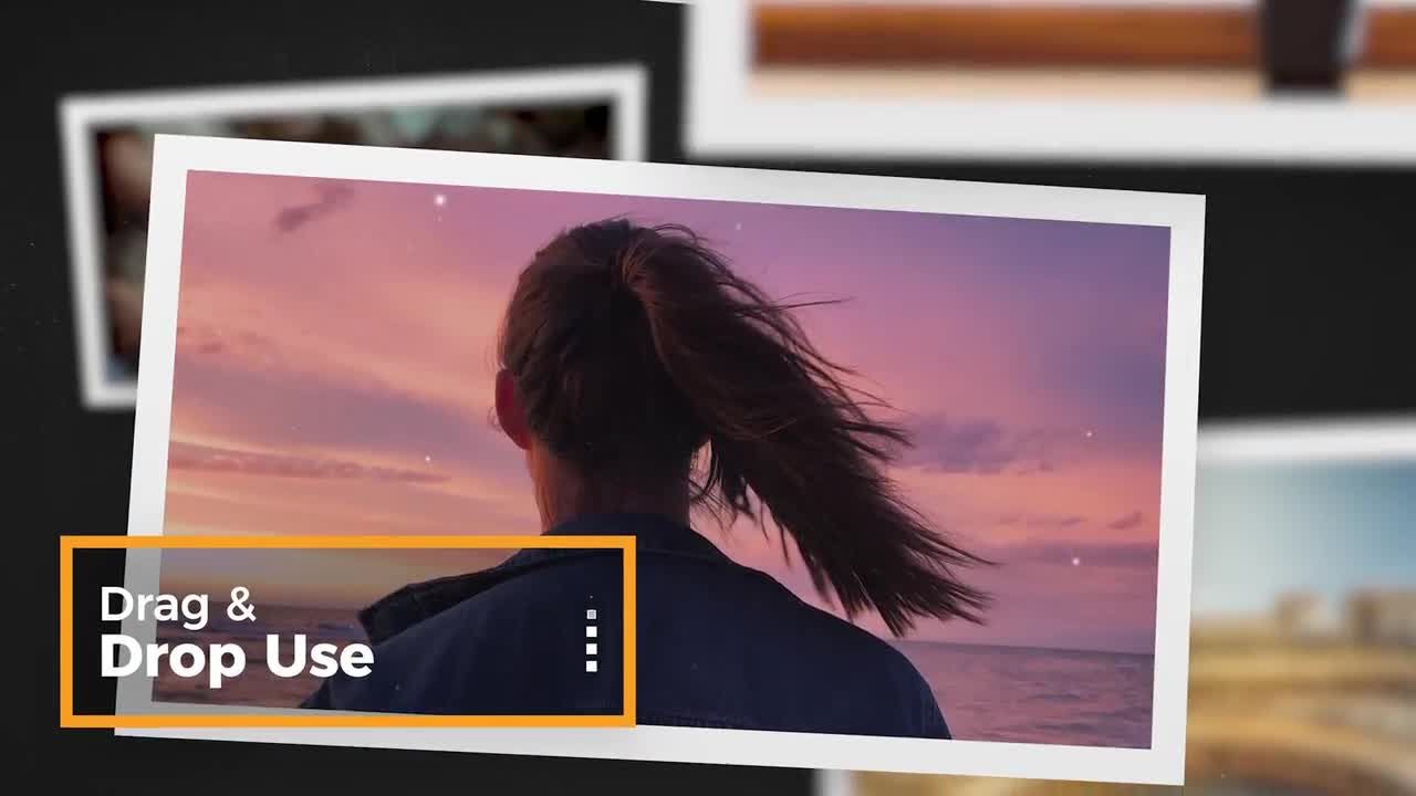 向上漂浮的照片效果幻灯片素材库精选PR模板