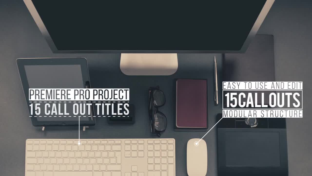 15款呼出注解线条标注字幕标题动画素材库精选pr模板