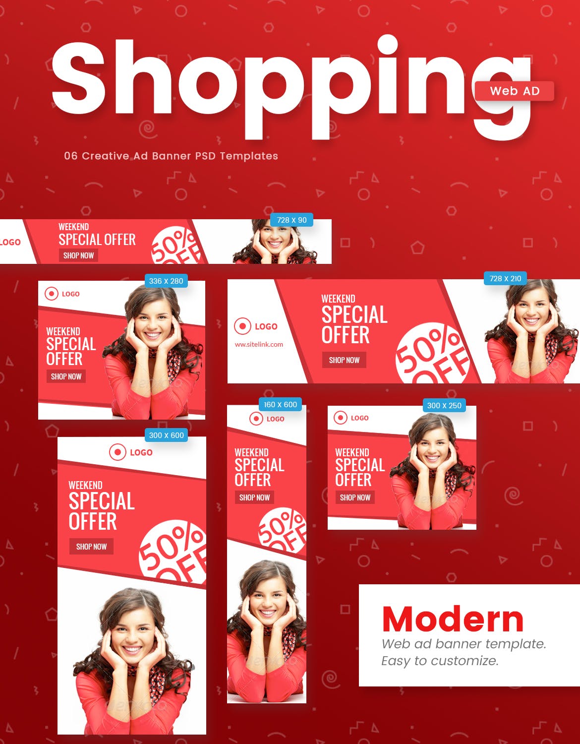 美容保健/食品/房地产/购物主题网站广告Banner设计模板合集 Ad Banner Template插图(1)