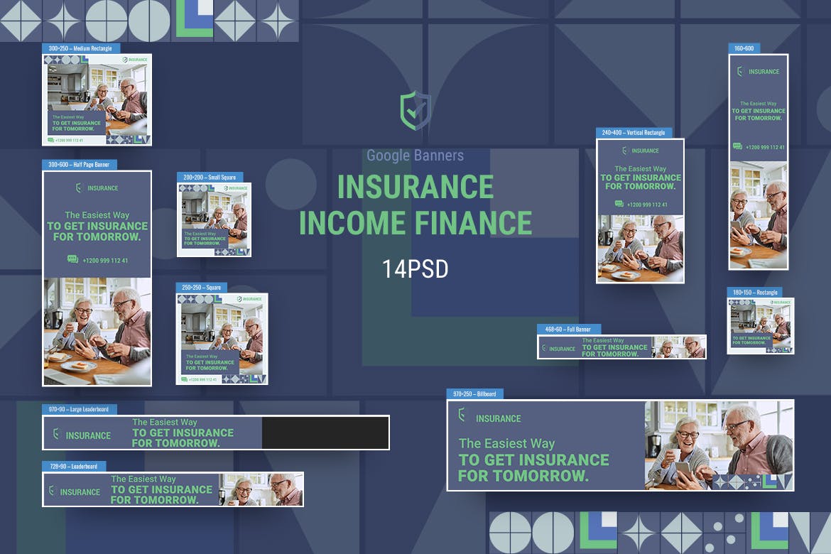 代理做账财务公司网络推广广告设计PSD模板 Income Tax Banners Ad PSD Template插图(1)