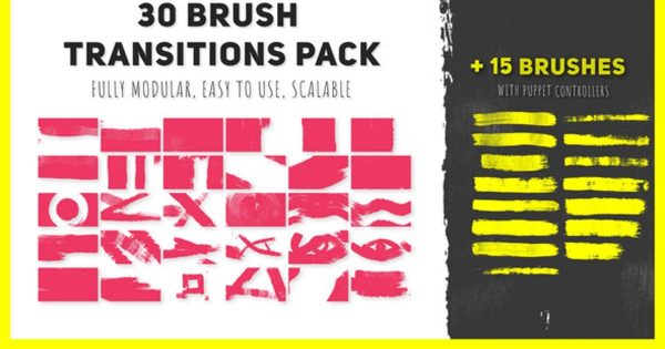 30款笔刷转场动画素材库精选AE模板 30 Brush Transitions Pack