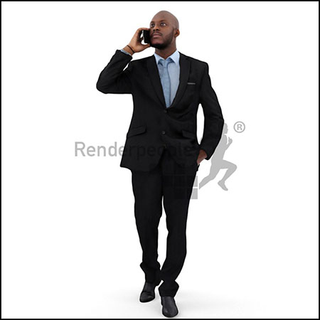 打电话的中年黑人男人素材之家精选3D模型