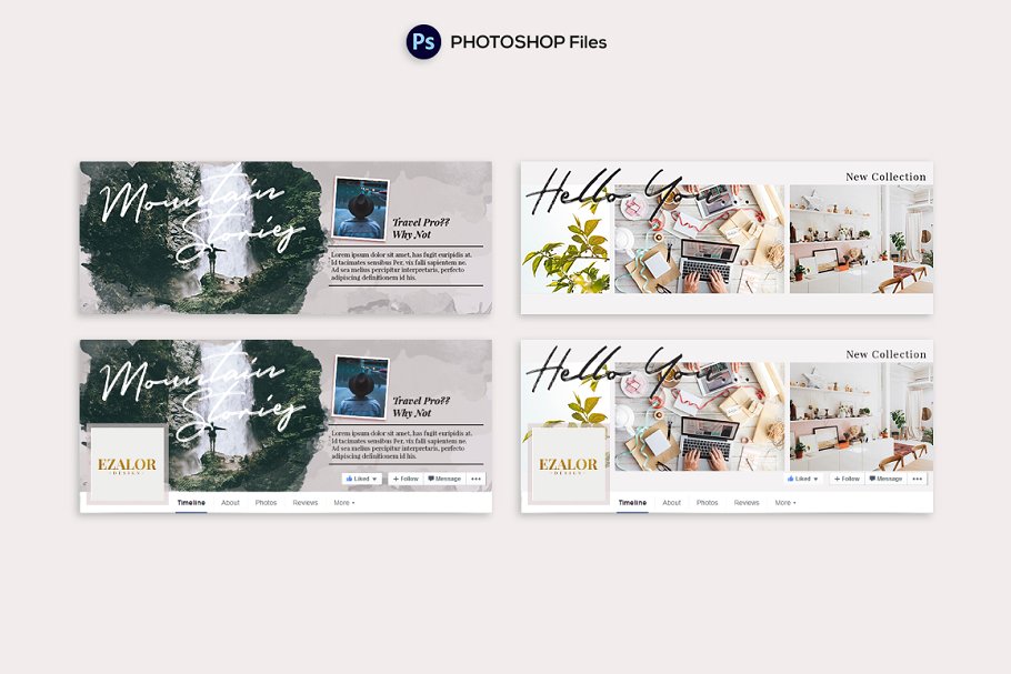 Facebook社交媒体时尚水彩画背景叠层插图(4)