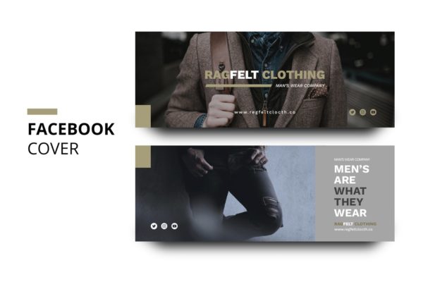男性时尚媒体Facebook主页封面设计模板素材库精选 Ragfelt Man Fashion Facebook Cover