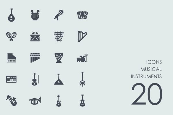 音乐乐器主题图标素材 Musical instruments icons