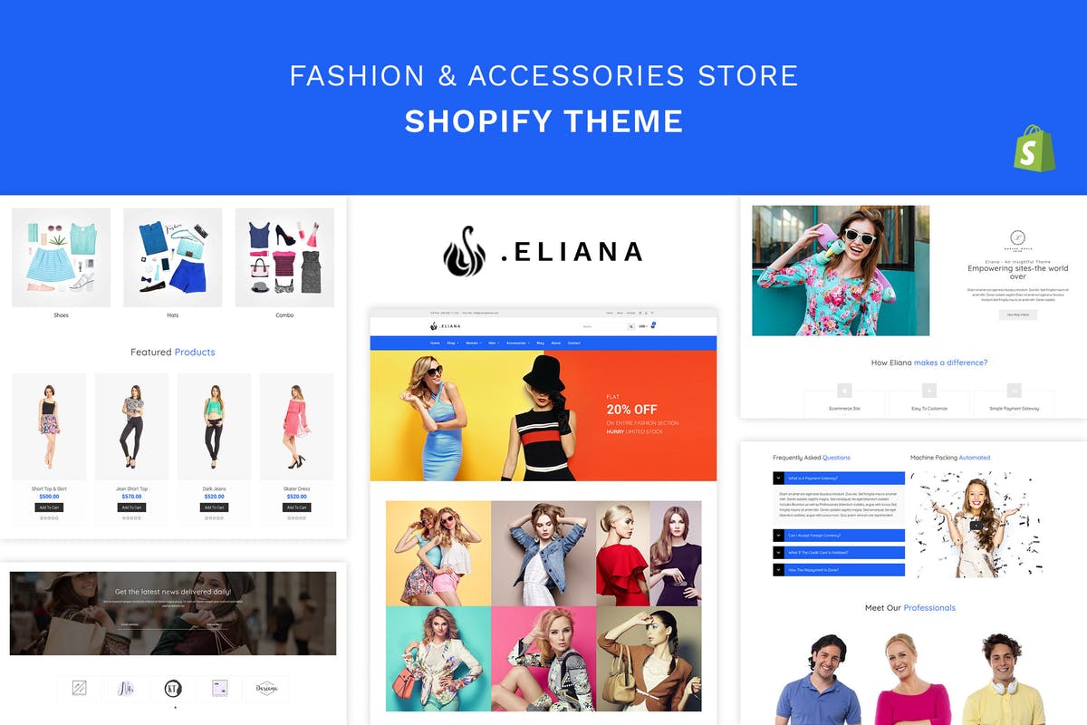 女性时尚服饰网上商城Shopify主题模板素材库精选 Eliana – Girls Fashion, Accessories Store Shopify插图