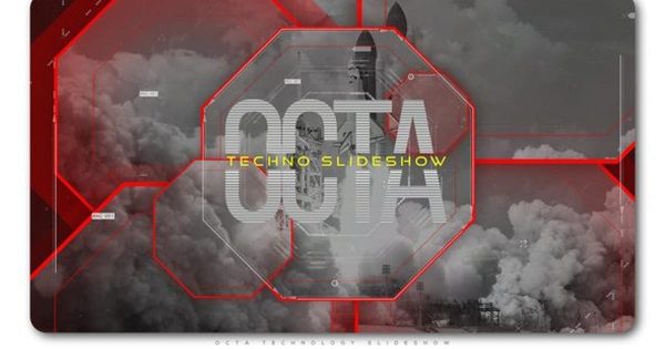 八角形信号故障转场动画开场素材库精选AE模板 Octa Technology Slideshow | Opener
