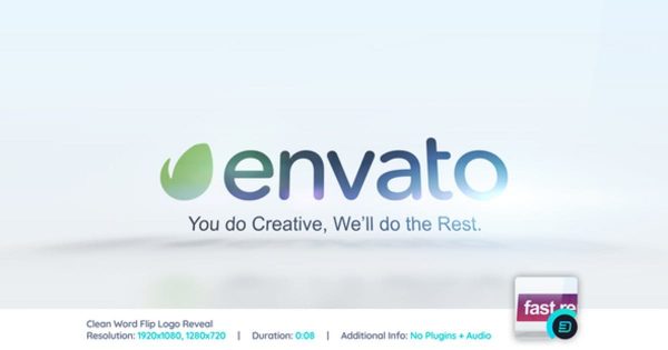 简约流畅Flip动画效果Logo演示素材库精选AE模板 Clean Word Flip Logo Reveal