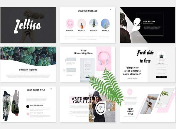 精选时尚大气潮流 PPT 模板 Zellisa Powerpoint Presentatio