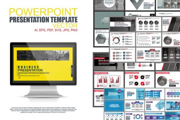 数据汇报类型信息图表PPT模板 Powerpoint Slide Templates