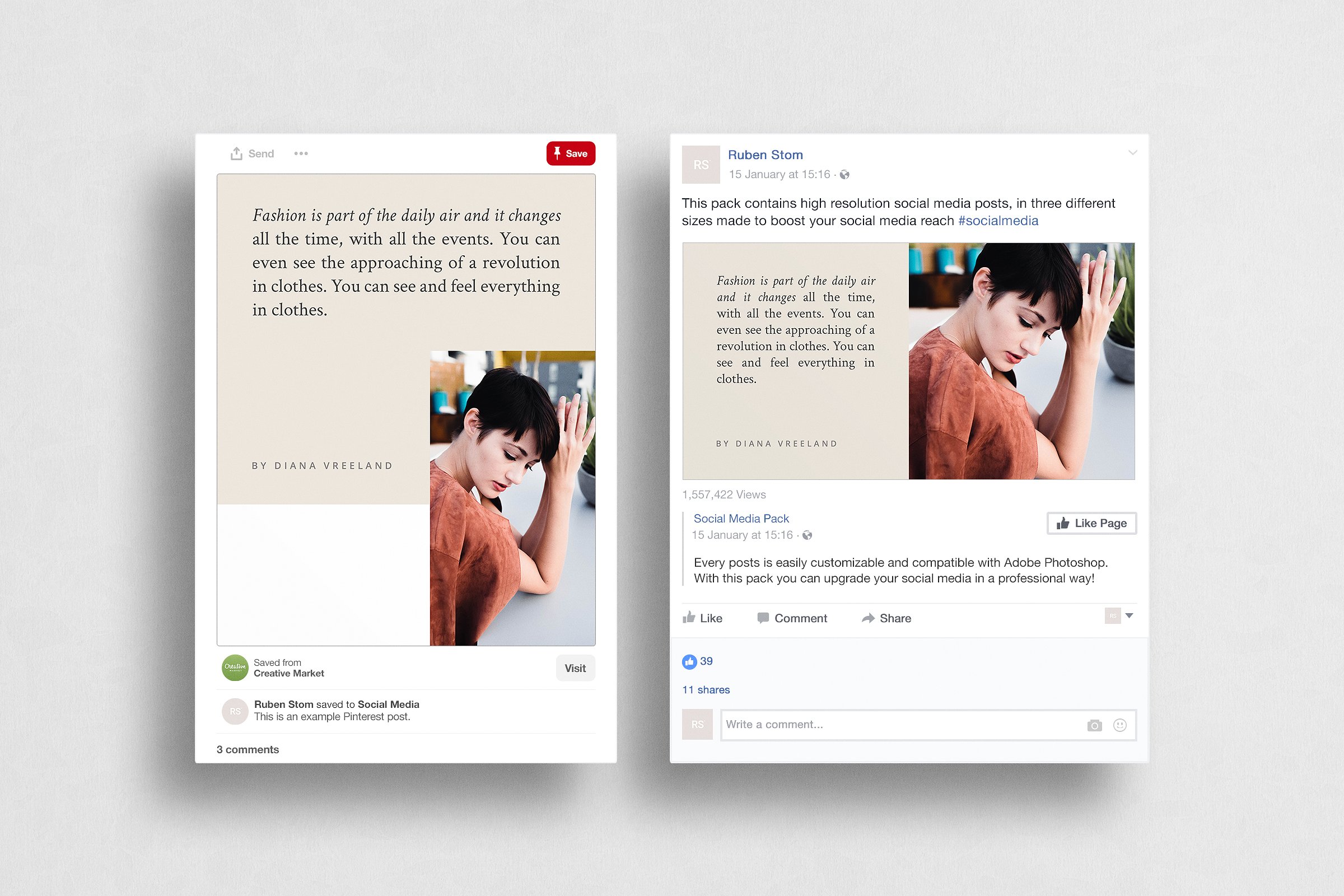 时尚模特肖像摄影社交媒体贴图模板素材库精选 Hong Kong Social Media Pack插图(6)