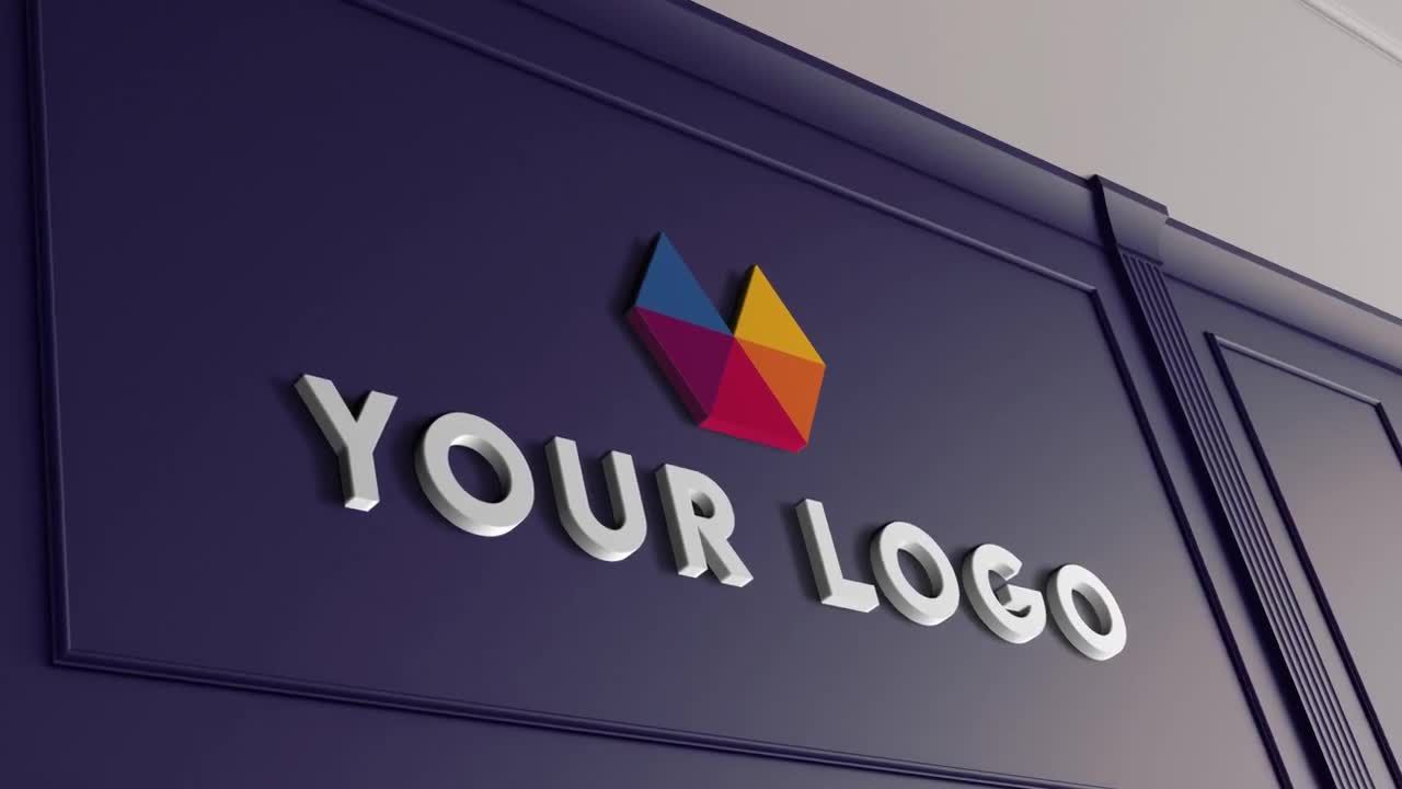 4中不同颜色的墙徽标素材库精选AE模板