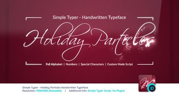 魔法粒子特效视频标题素材库精选AE模板 Simple Typer – Holiday Particles Handwritten Typeface