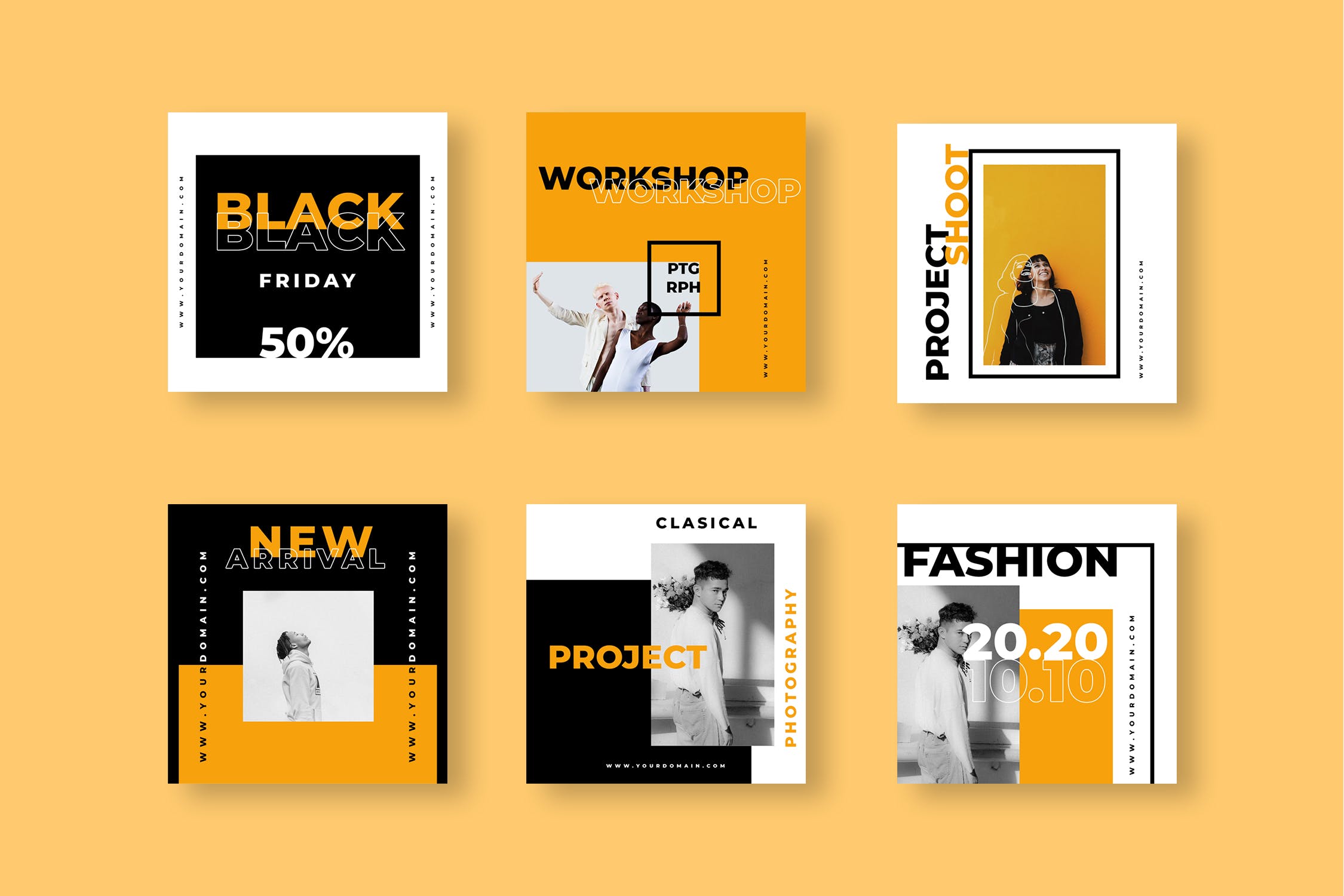 Instagram社交双色调风格设计模板素材库精选 One Duotone Instagram Post Template插图(1)